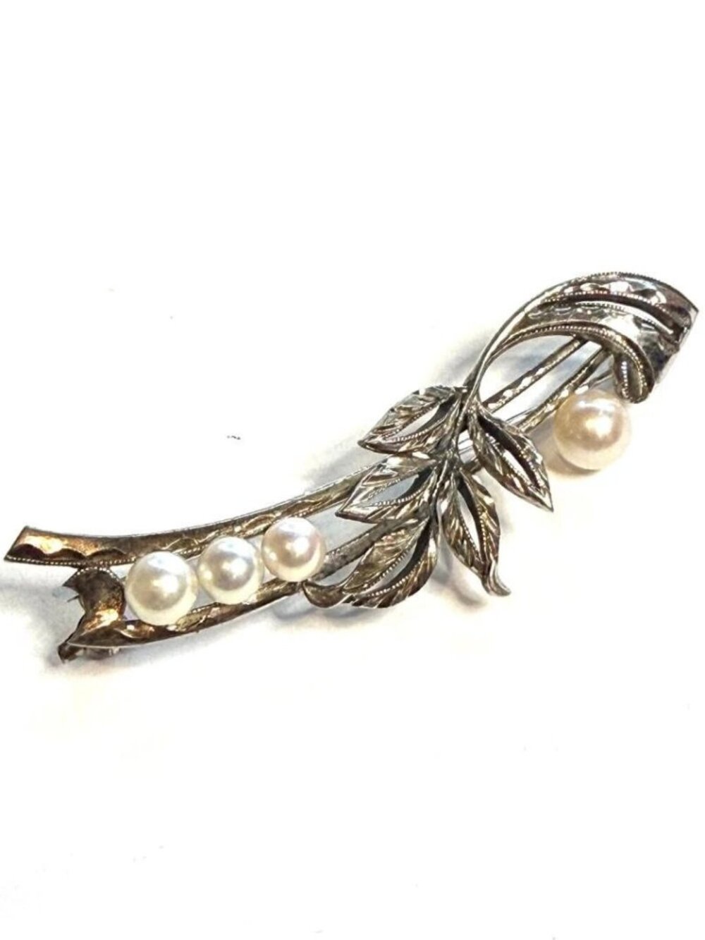 Mikimoto Pearl Brooch Sterling Silver Estate M465